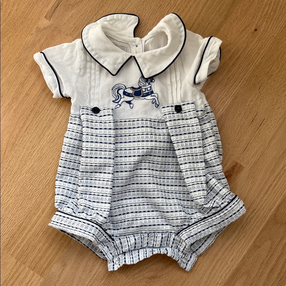 White and Blue Kids One Piece Bodysuit